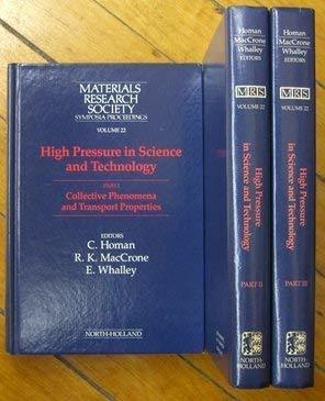 High Pressure in Science and Technology: Proceedings of the 9th AIRAPT Internati