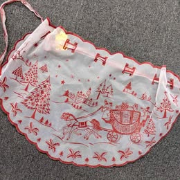 Half Apron Christmas Carriage Sheer Flocked Vintage