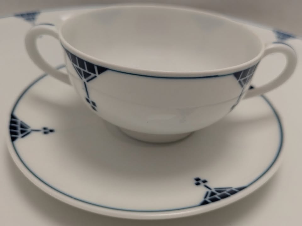 11pcs Blue Art Deco Favorite Bavaria Dishes Geometric Pattern