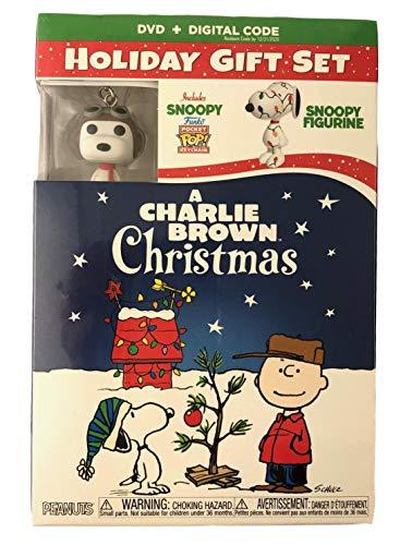 Hoilday Charlie Brown Christmas Dvd and Snoopy Figurine and Keychain Set Limited