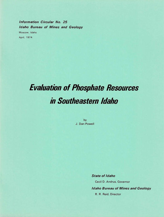 Evaluation of phosphate resources in southeastern Idaho (Information circular -